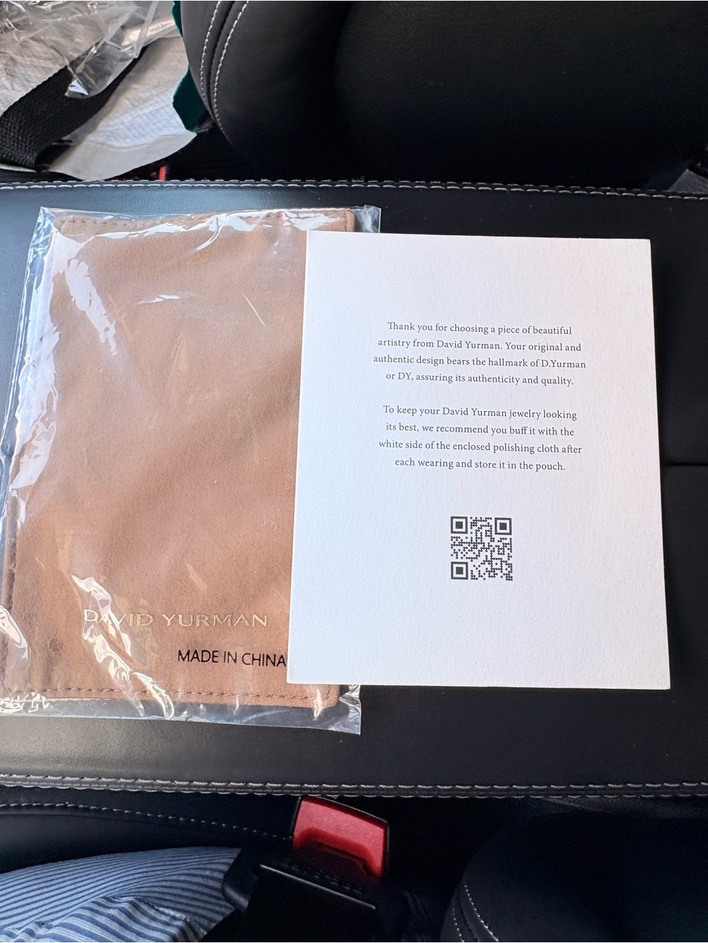 David Yurman Tan Jewelry Cleaning cloth with Care Card